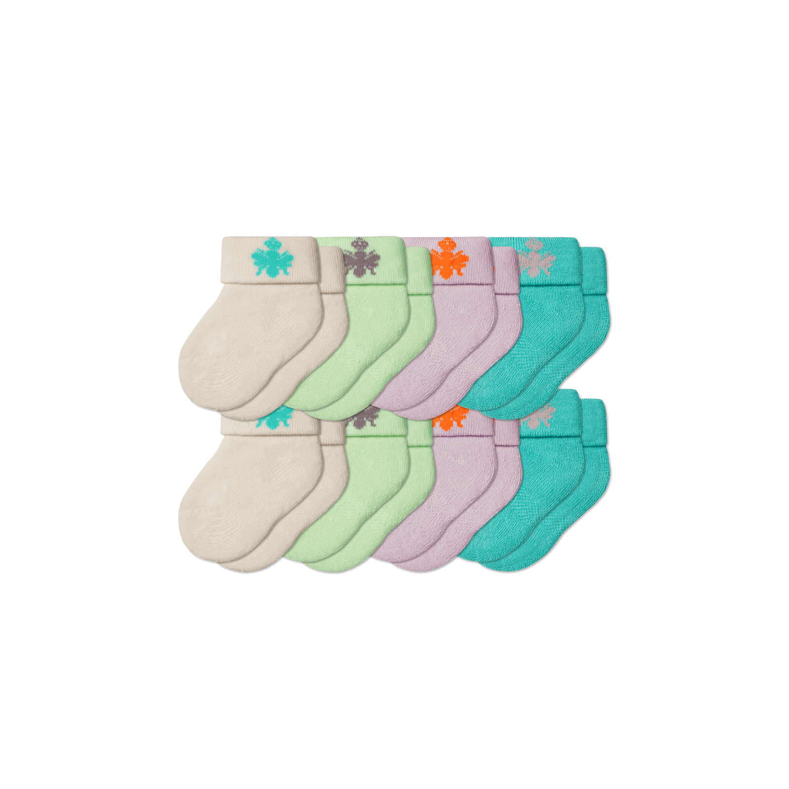 Baby Socks 8-Pack (0-6 Months) Washed Lavender Mix L