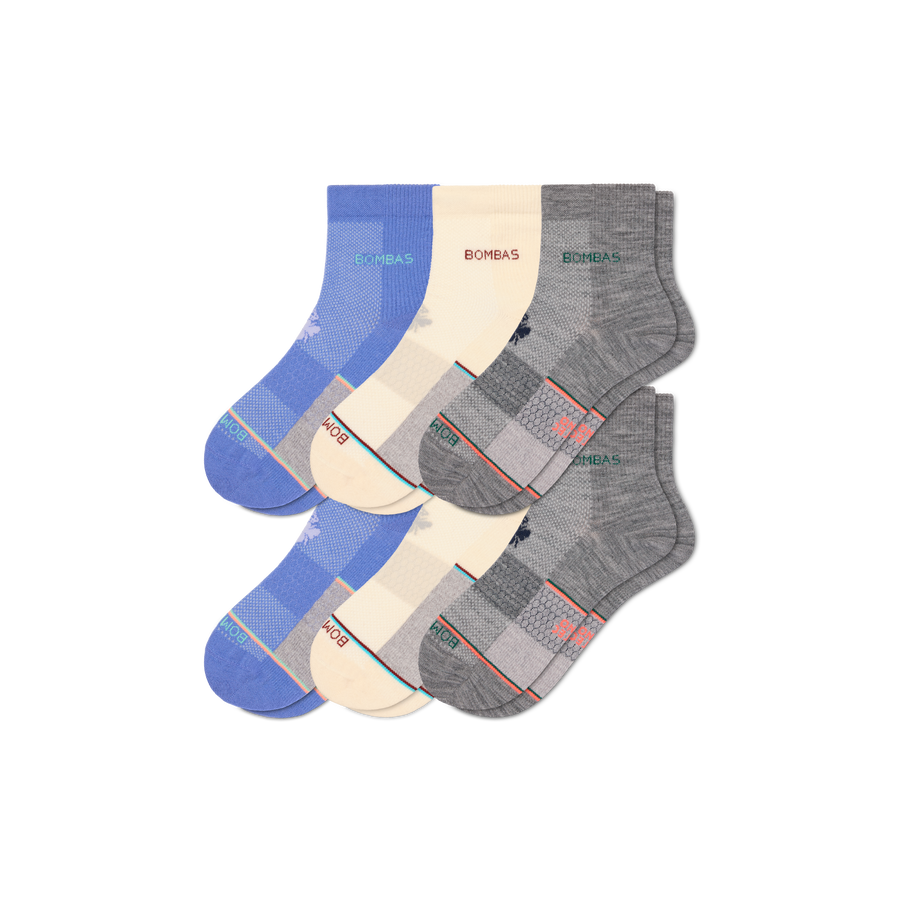 Women's UltraLite Sport Merino Wool Blend Quarter Sock 6-Pack - Soft Crew Pair