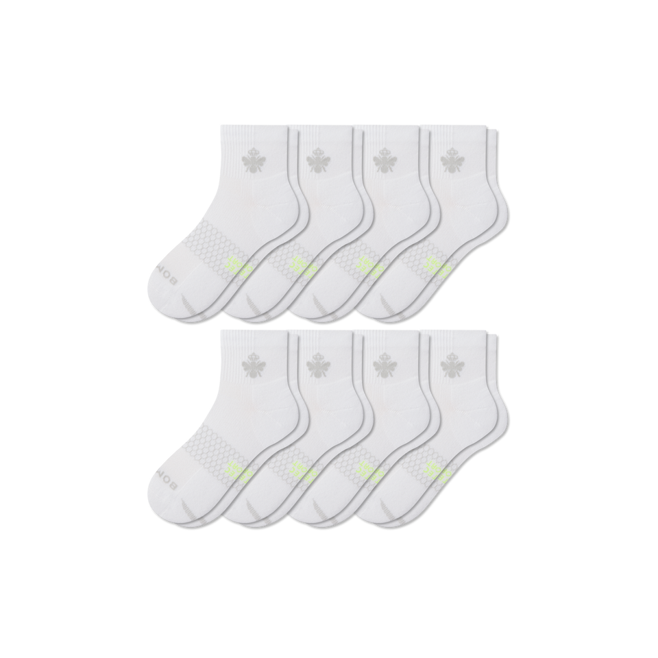 Women's All Sport Quarter Sock 8-Pack - White L