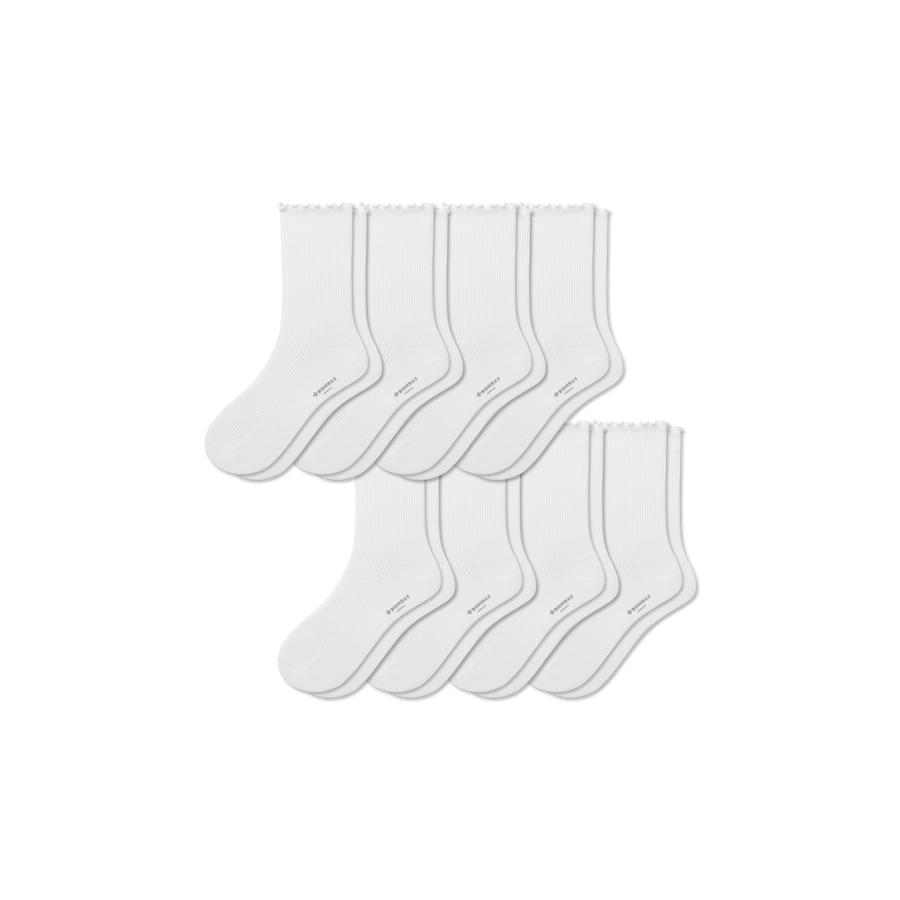 Women's Ruffle Rib Half Calf Sock 8-Pack - Cushion Home Step