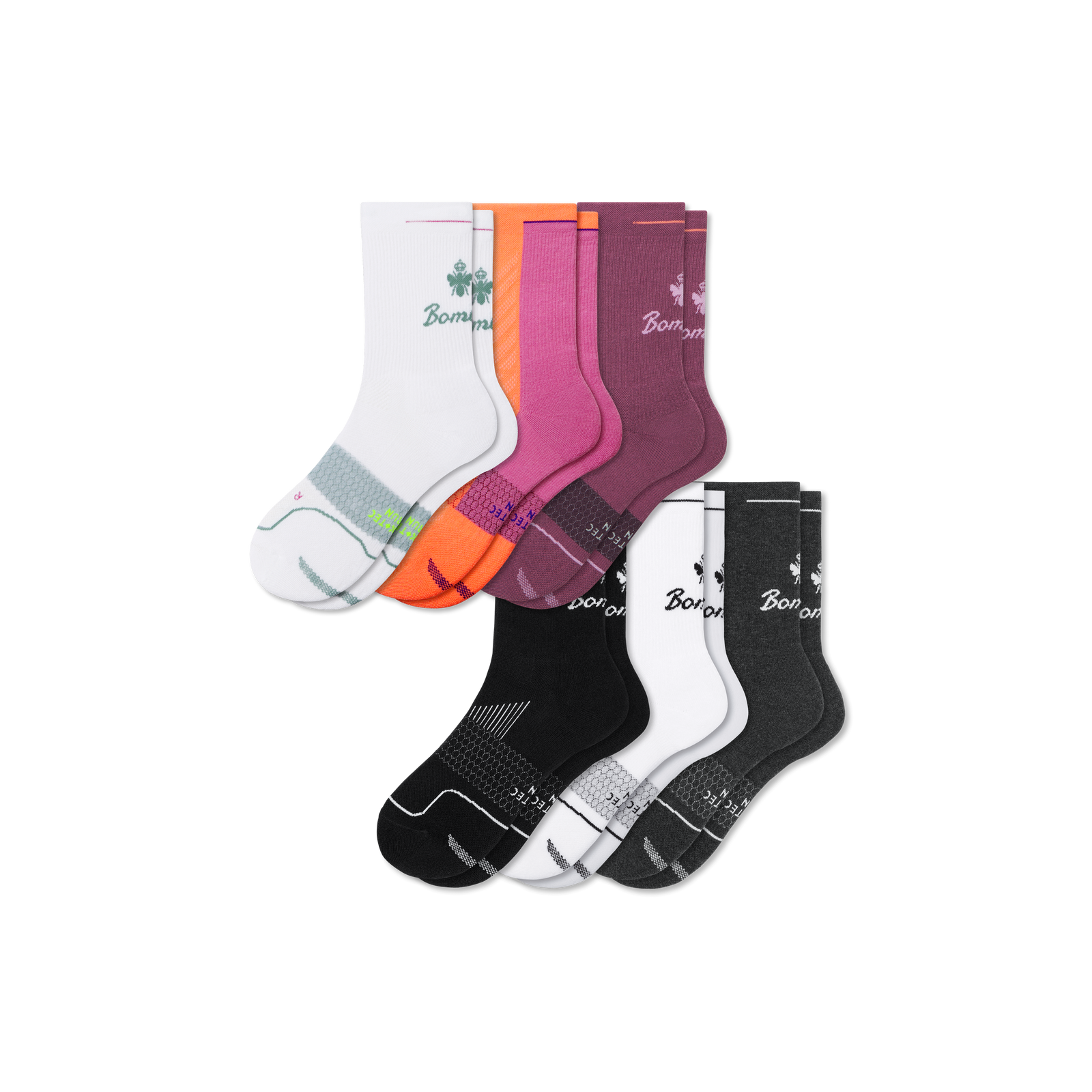 Women's Running Half Calf Sock 6-Pack - White Peach Mix