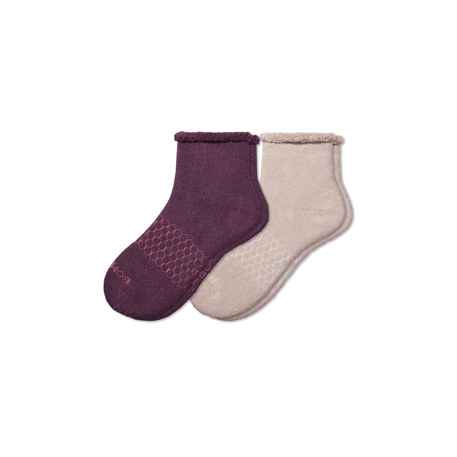 Men's Merino Wool Blend Roll-Top House Sock 2-Pack - Soft Weekend Wear